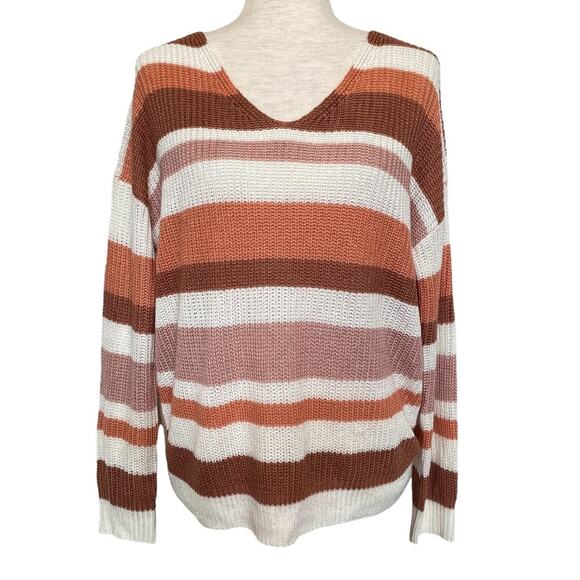 Cage Multicolor Colorblock Twist Back Lightweight Sweater Size Large Pastel - Picture 1 of 8